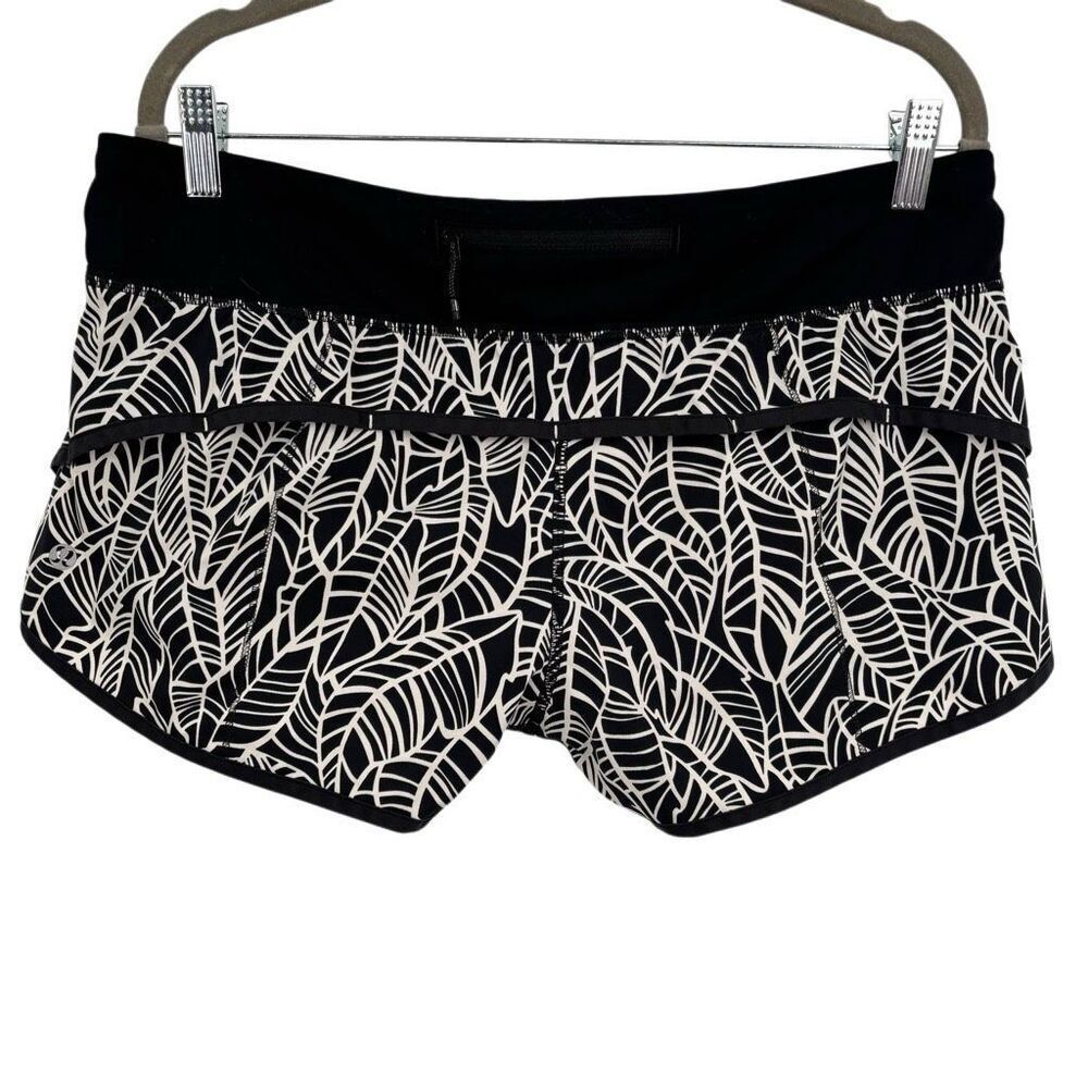 Lululemon Run: Speed Short 2-way Stretch Pretty Palm Black Angel Wing Size 10 - Picture 7 of 10